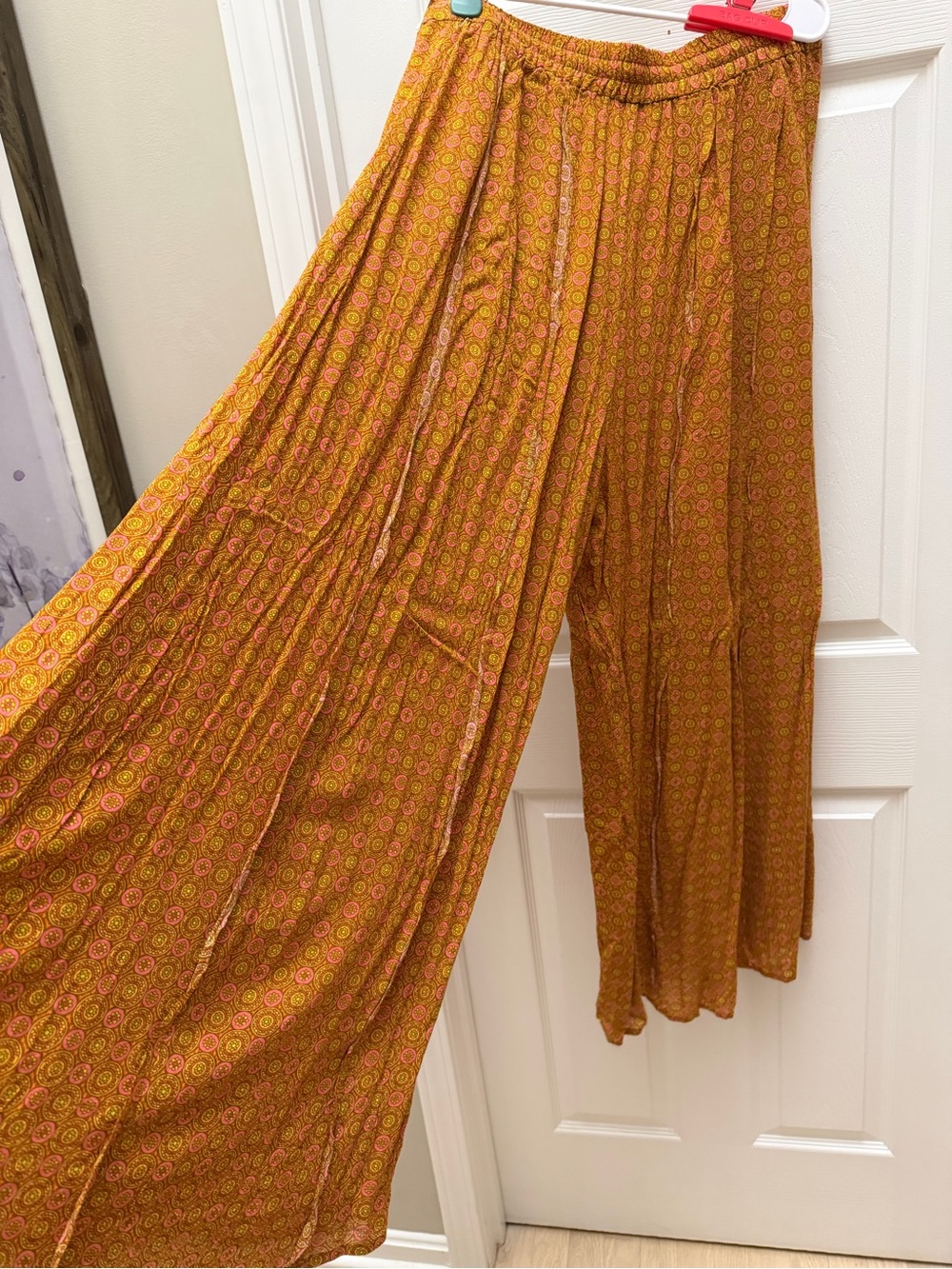 Intimately Free People Boho Wide Leg Pants Brown Pink Tassel Size Small - Picture 5 of 5